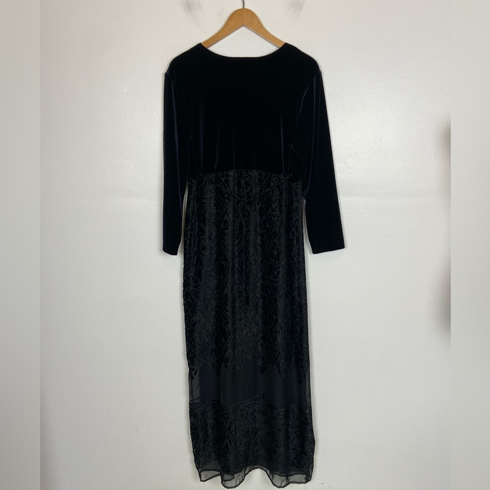 Carole Little Bourn Out Velvet Maxi Dress 10‎ Black Long Sleeves Whimsigoth USA - Picture 8 of 14